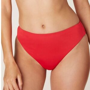 Andie Swim The 90s High Waist Bikini Bottom, Cherry Red, size Medium